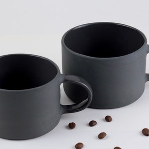 Black Mug [9oz, 250ml - 12oz, 350ml] Handmade & Porcelain by HOUB Ceramic