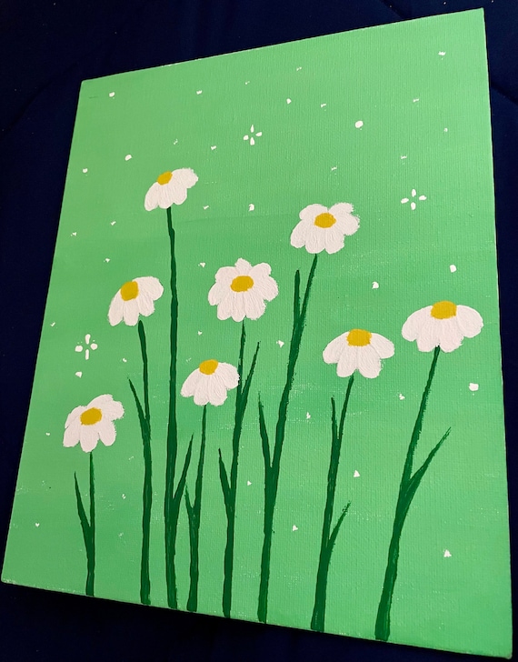 Flower Daisy Stem Original Painting Portrait on Canvas - Etsy