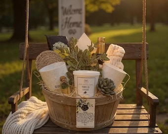 Geschenkkorb für Kaffeeliebhaber: Tassen, Sirup, Kerze & Dekor