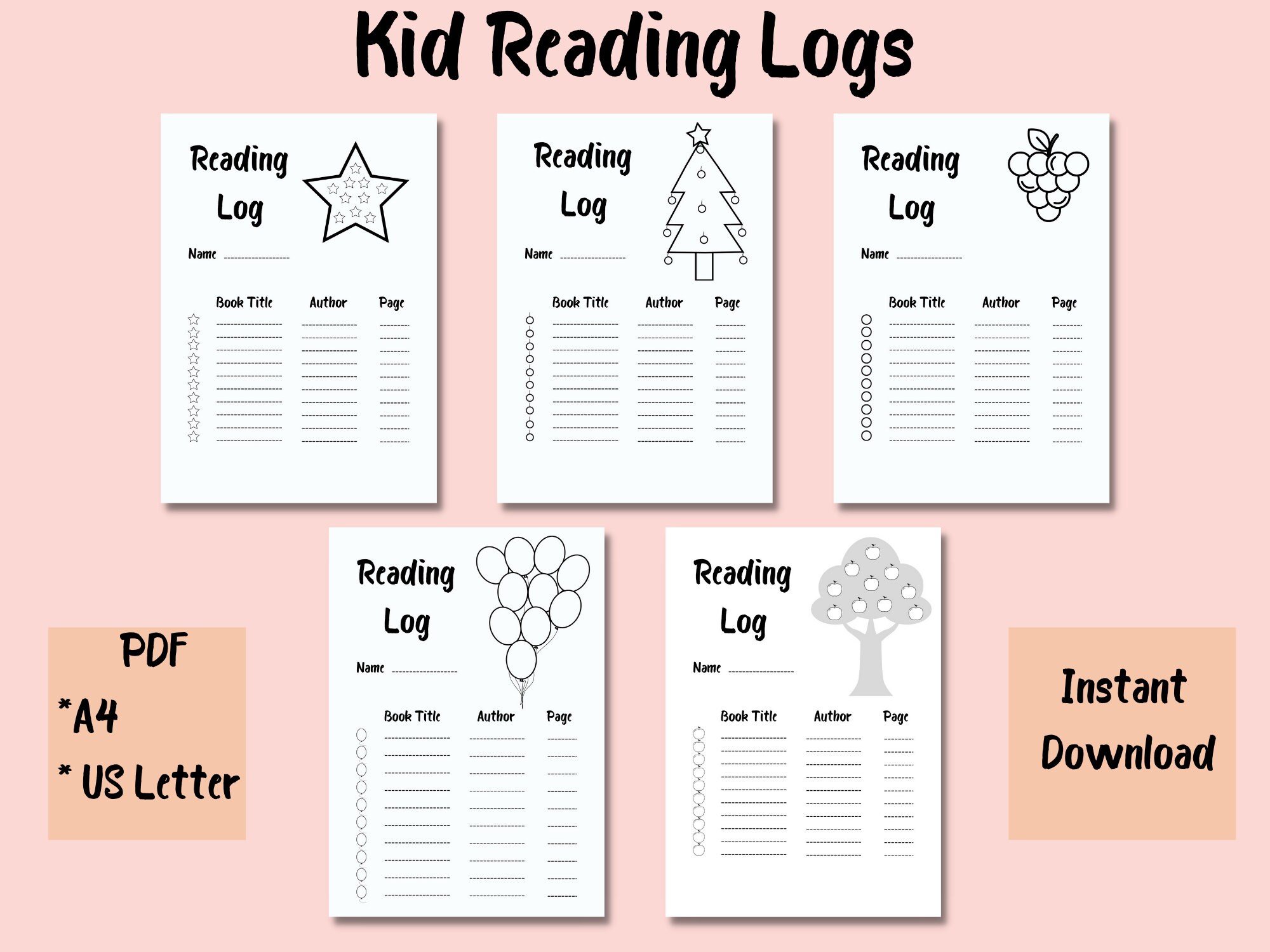 Printable Kids Reading Log Daily Reading Log for Children | Etsy