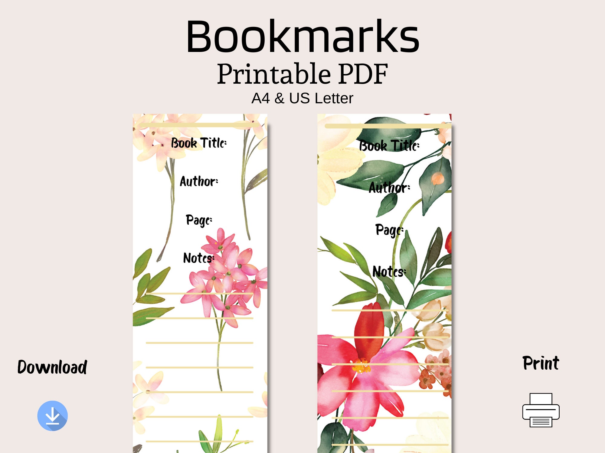 printable bookmarks template printable bookmarks set etsy