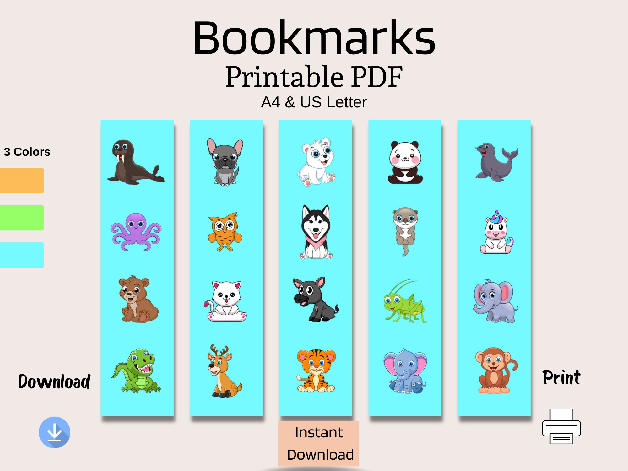 Printable Bookmarks Template Printable Bookmarks Set Etsy