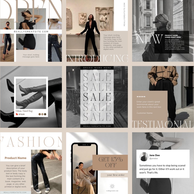 50 Instagram Post Templates Canva Templates Modern Fashion - Etsy