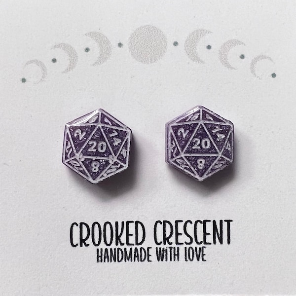 D20 Resin Stud Earrings