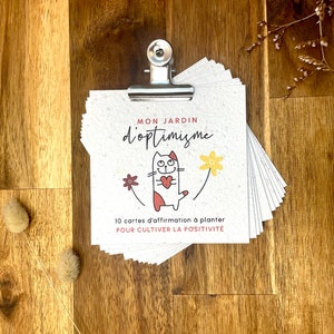 Certifikat in Blumentopf mit Fleurs Sauvages Bio. Weinachten. Cadeau écolo. Cadeau Noël.  Anhänger „Mon Jardin d’Optimisme“