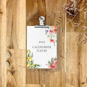 Calendrier à planter 2025 Fleurs Sauvages . Calendrier ensemencé 2025. Calendrier éco-responsabile. Cadeau ecologico. Cadeau originale