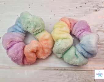 Pastel Rainbow Fleece scrunchie, Perfect Gift for her