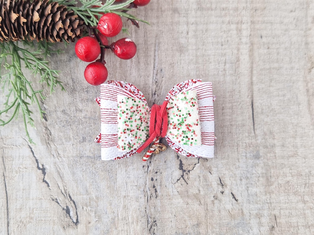 Christmas Hair Bow With a Candy Cane Design. Small Size Bow for Toddler ...