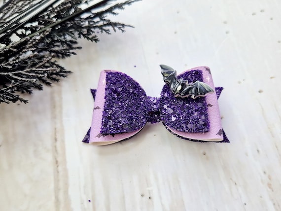 Bat Headband Black Glitter Child Purple Bat Headband Black Glitter Child Purple