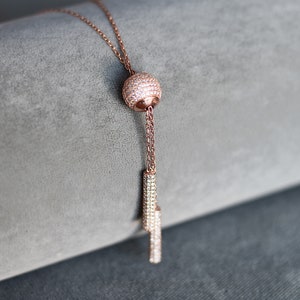 Gift For Her Womens jewelry gifts, Clear Zircon Necklace, Womens Necklace, Rose Gold Necklace, Silver Necklace, monile