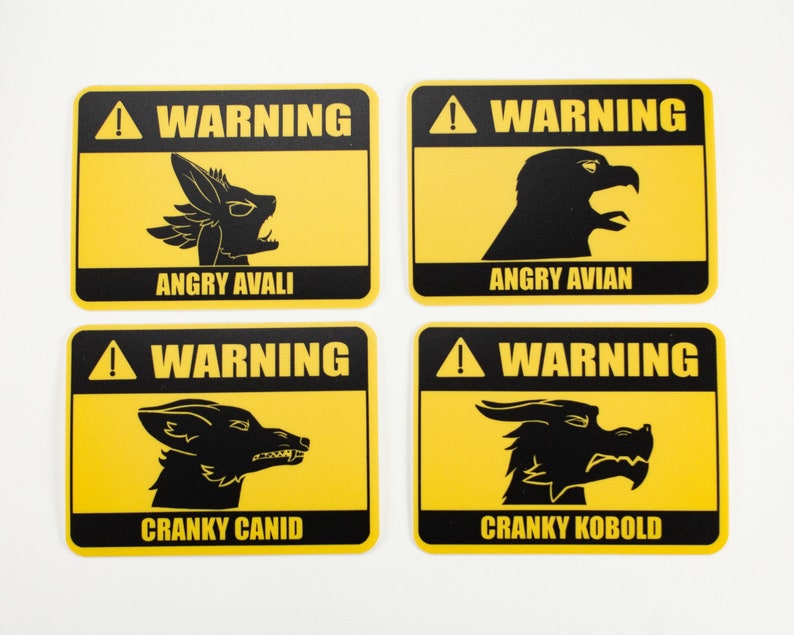 Furry Vinyl Warning Stickers - Various Species - Protogen Sergal Avali ...