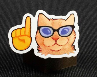 Nerd Cat Vinyl Sticker - Decal for Laptop Water Bottle Phone Case Outdoor Use