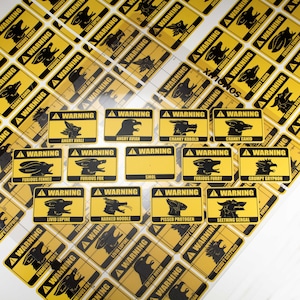 Vinyl waarschuwingsstickers - verschillende soorten - harige sticker