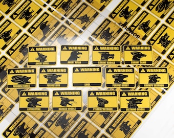 Vinyl warning stickers - various species - furry sticker