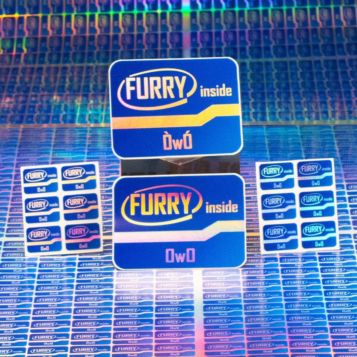 Furry Inside OwO, ÒwÓ, :3 + Custom Sticker - Holographic Vinyl