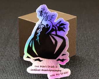 One Man's Trash Is Now My Trash - Holographic Vinyl Dragon Sticker, Funny Hoard Decal