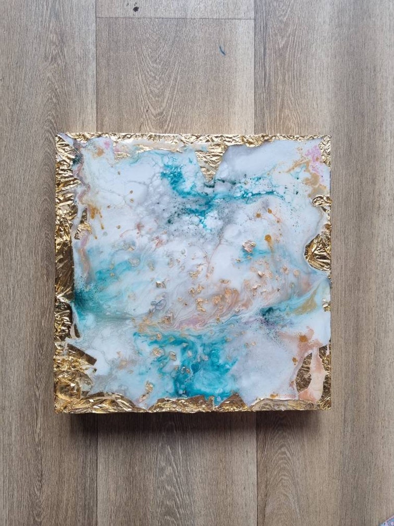Mermaid#39;s wish#39; resin and gold leaf art piece Mermaid#39;s wish#39; resin and gold leaf art piece