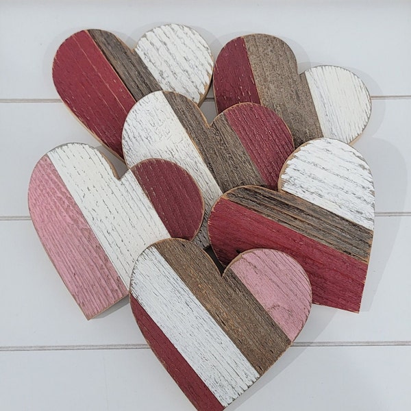 Rustic Wood Hearts, Valentine's Decor, Reclaimed Wood Hearts, Pallet Hearts, Farmhouse Decor, Rustic Decor, Tiered Tray Hearts, 5 inch Heart