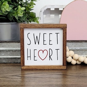 Sweet Heart Mini Wood Sign, Sweat Heart Sign, Small Heart Sign, Valentines Wood Sign, Tiered Tray Sign, Tiered Tray Decor, Valentines Sign