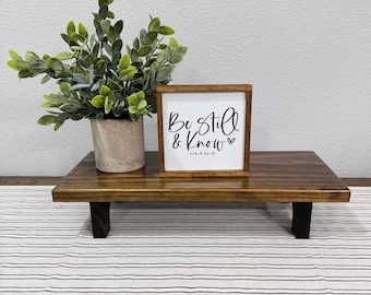 Rustic Wood Riser, Stained Riser, Farmhouse Table, Wood Riser, Pedestal Stand, Rustic Decor, Farmhouse Decor, Tabletop Riser, Wood Tray