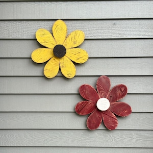 Rustic Wood Flower, Repurposed Wood Flower, Garden Flower, Wall Flower, Garden Decor, Wood Flower, Retro Wood Flower, Outdoor Wood Flower image 1