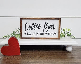 Coffee Bar Love Is Brewing Wood Sign, Love Is Brewing Sign, Coffee Bar Sign, Coffee Bar Decor, Farmhouse Wood Sign