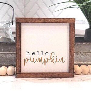 Hello Pumpkin Wood Sign, Pumpkin Mini Wood Sign, Fall Tiered Tray Sign, Fall Tiered Tray Decor, Fall Decor, Hello Pumpkin, Rustic Wood Sign