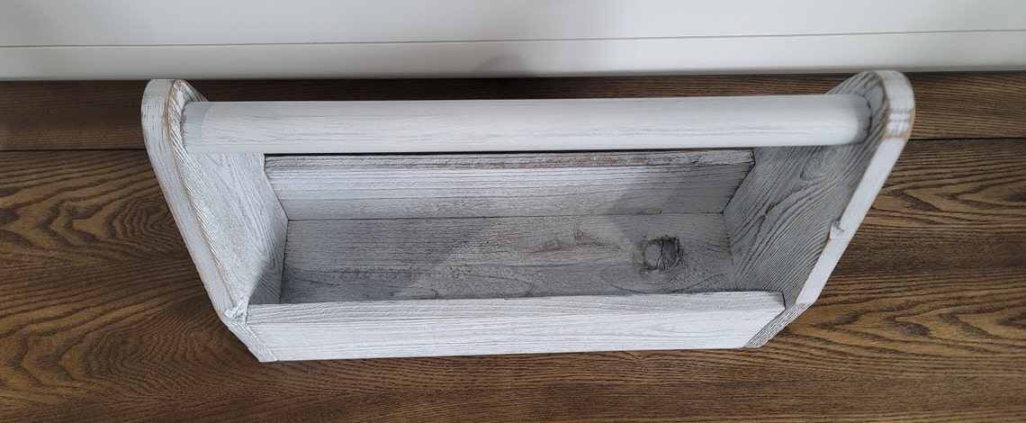 Rustic Wood Tool Box, Distressed White Wood Box, Wood Garden Box ...