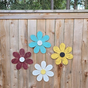 Rustic Wood Flower, Repurposed Wood Flower, Garden Flower, Wall Flower, Garden Decor, Wood Flower, Retro Wood Flower, Outdoor Wood Flower image 7
