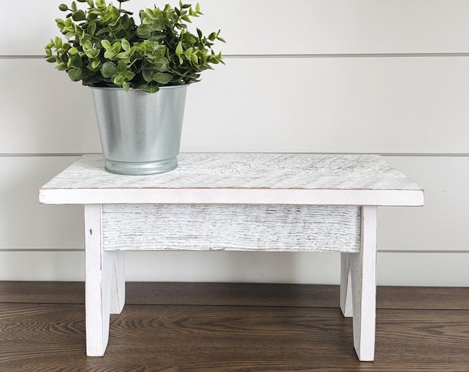 Small Rustic Wood Stool, Small Wood Riser, Barn Wood Bench, Barn Wood ...