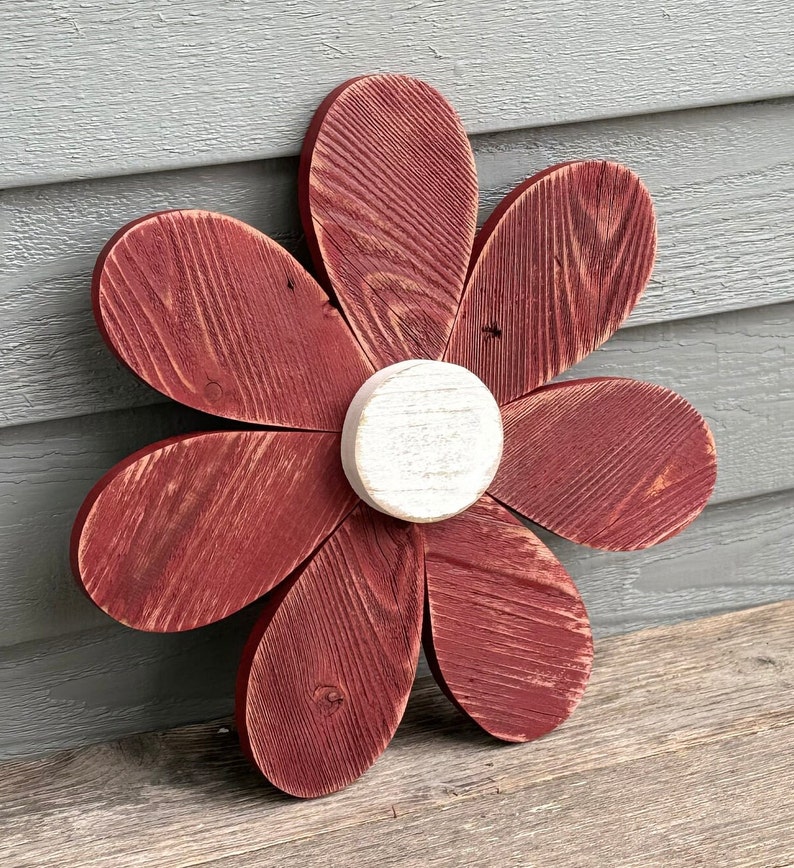 Rustic Wood Flower, Repurposed Wood Flower, Garden Flower, Wall Flower, Garden Decor, Wood Flower, Retro Wood Flower, Outdoor Wood Flower image 6