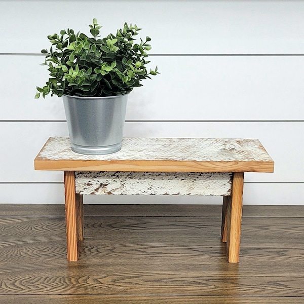 Rustic Wood Bench, Small Wood Bench, Wood Bench, Barnwood Bench, Barnwood Riser, Farmhouse Riser, Rustic Decor, Primitive Riser, Plant Stand