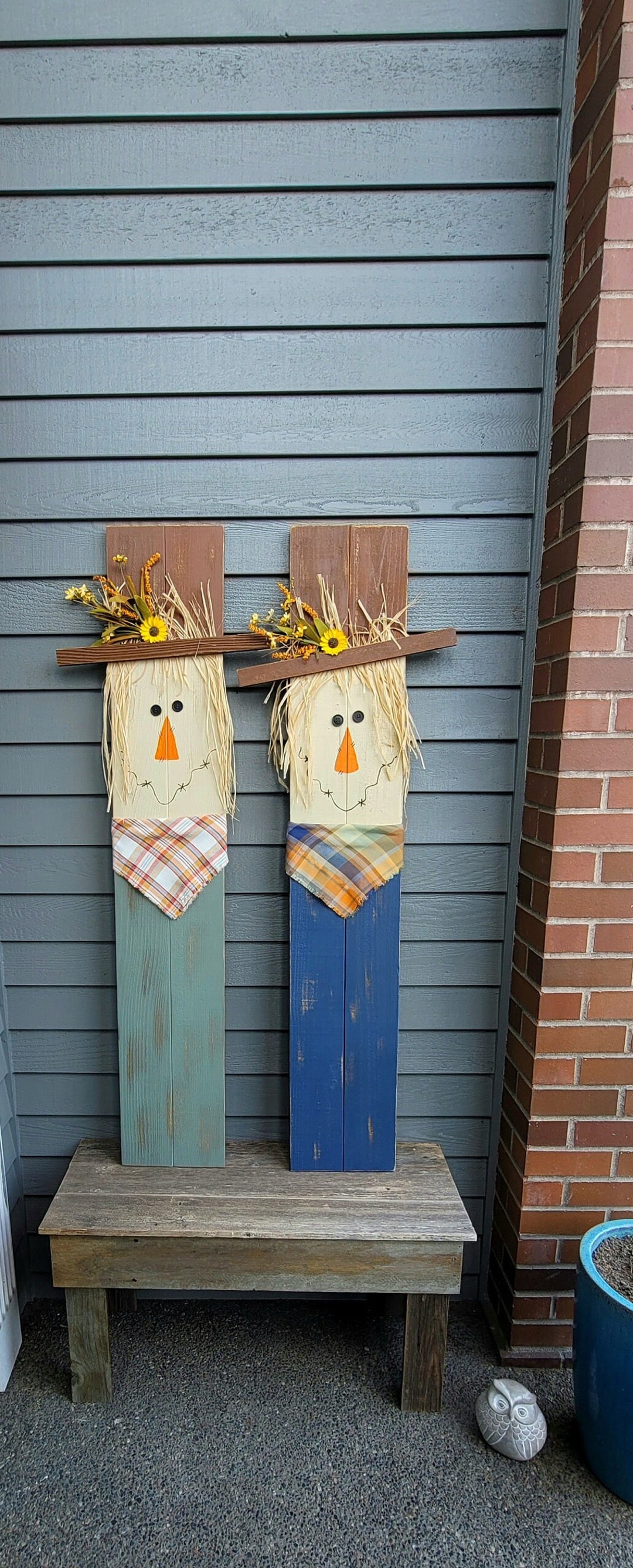 Scarecrow Porch Leaner, Fall Porch Leaner, Reclaimed Wood Scarecrow Leaner, Scarecrow Decor