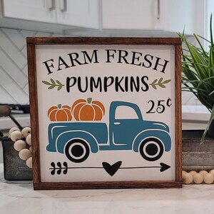 Pancarte En Bois Miniature 'Farm Fresh Pumpkins' - Déco Ferme - NEUF
