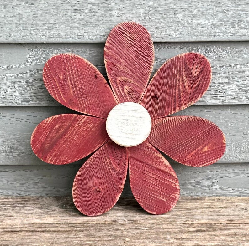 Rustic Wood Flower, Repurposed Wood Flower, Garden Flower, Wall Flower, Garden Decor, Wood Flower, Retro Wood Flower, Outdoor Wood Flower image 5