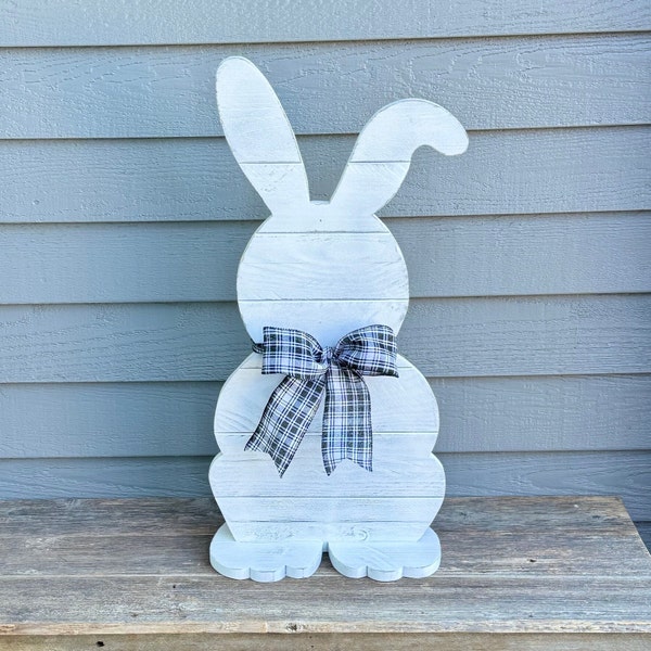 Wood Porch Bunny, Easter Porch Decor, Wood Bunny, Spring Porch Decor, Pallet Bunny, Shiplap Bunny, Farmhouse Easter Decor, 25 inches Tall