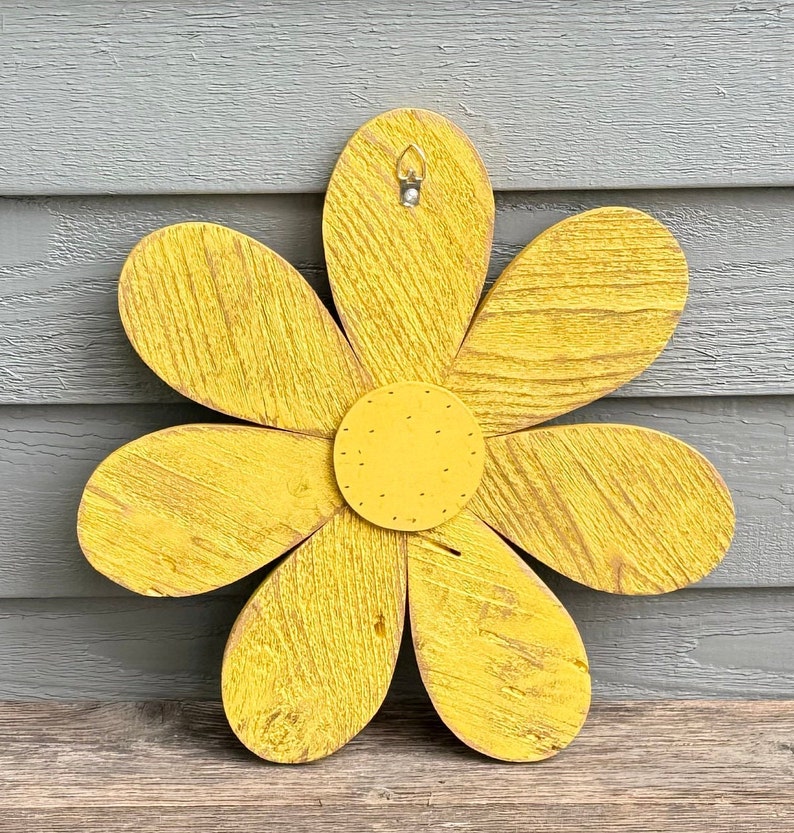 Rustic Wood Flower, Repurposed Wood Flower, Garden Flower, Wall Flower, Garden Decor, Wood Flower, Retro Wood Flower, Outdoor Wood Flower image 4