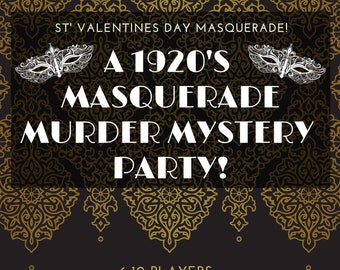 1920s Dress Murder Mystery Game/Prohibition/Speakeasy Themed Party/Adult Murder Mystery Party/Instant Digital Download/Engagement Party Game