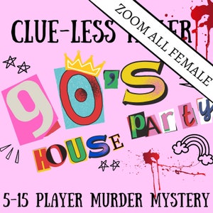 Vestido de los 90/Fiesta de Zoom para chicas/Fiesta de misterio de asesinato para adultos/Caja de misterio de asesinato/Descarga digital/Misterio de asesinato/5-15 jugadores/Juego de rol