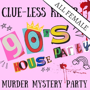 1990s Dress/Girls only 90&#39;s Party/Adult Murder Mystery Party/Murder Mystery Box/Digital Download/Murder Mystery/5-10 Players/Role Playing
