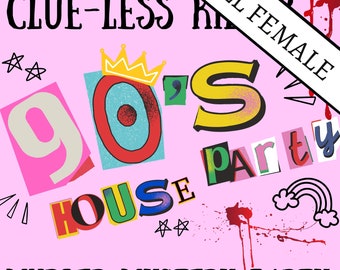 1990s Dress/Girls only 90&#39;s Party/Adult Murder Mystery Party/Murder Mystery Box/Digital Download/Murder Mystery/5-10 Players/Role Playing