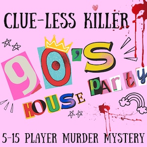 1990er Jahre Kleid/90er Party/Adult Murder Mystery Party/Mord Mystery Box/Sofortiger digitaler Download/Murder Mystery/5-15 Spieler/Rollenspiele