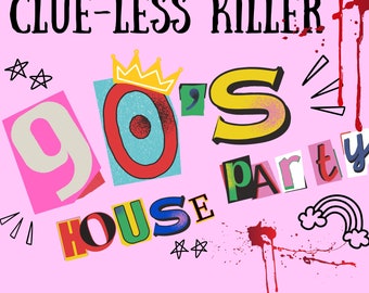 1990s Dress/90&#39;s Party/Adult Murder Mystery Party/Murder Mystery Box/Instant Digital Download/Murder Mystery/5-15 Players/Role Playing Games