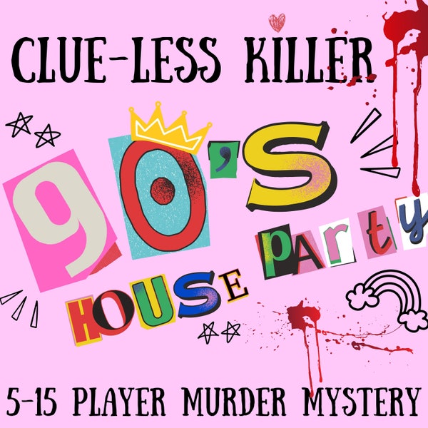 1990s Dress/90's Party/Adult Murder Mystery Party/Murder Mystery Box/Instant Digital Download/Murder Mystery/5-15 Players/Role Playing Games