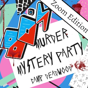 Gra imprezowa z lat 80. w stylu kryminalnym/Przyjazna dla Zoom impreza z lat 80./Murder Mystery Teens/Murder Mystery Box/Natychmiastowe pobieranie cyfrowe/5-10 graczy