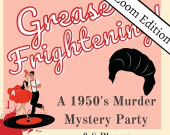 Juego de fiesta de misterio y asesinato aterrador de Grease, temática de los años 50 (descarga instantánea)