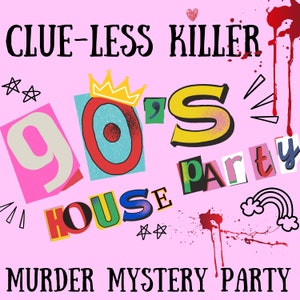 Vestido de los 90/Fiesta de los 90/Fiesta de misterio de asesinato para adultos/Caja de misterio de asesinato/Descarga digital instantánea/Misterio de asesinato/5-10 jugadores/Juegos de rol