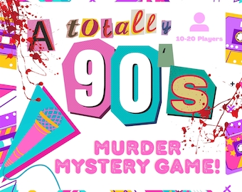 10-20 Players/90s Themed Murder Mystery/Adult Murder Mystery Party Kit/Murder Mystery Box/90s Murder Mystery Game/Role Playing Game