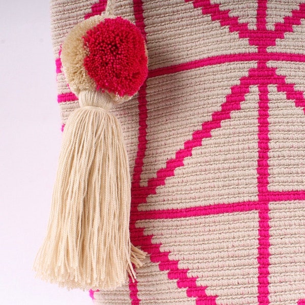 Boho Pink Maxi Wayuu Maxi Tote Bag | Shopping Bag | Boho chic | Boheme sac à main| Wayuu mochila bag | Knit bag | Christmas Gift| holiday