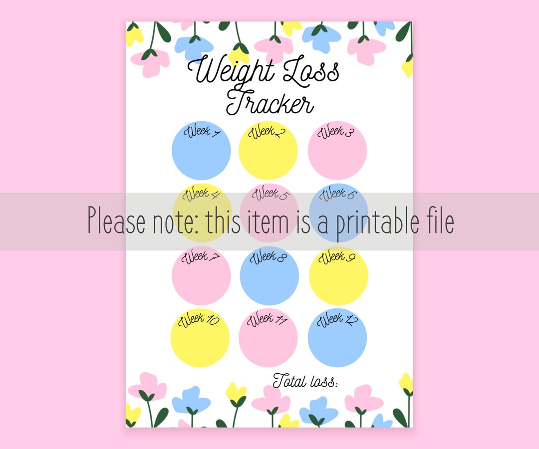 Printable Weight Loss Countdown Chart Diet Motivation Chart Etsy